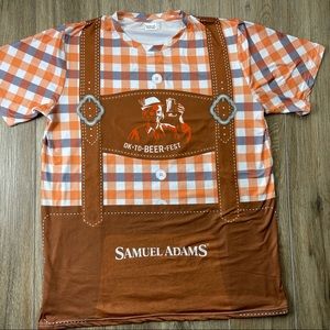 Samuel Adams Ok-To-Beer-Fest Men's Graphic T-Shirt Size Large Brown Plaid